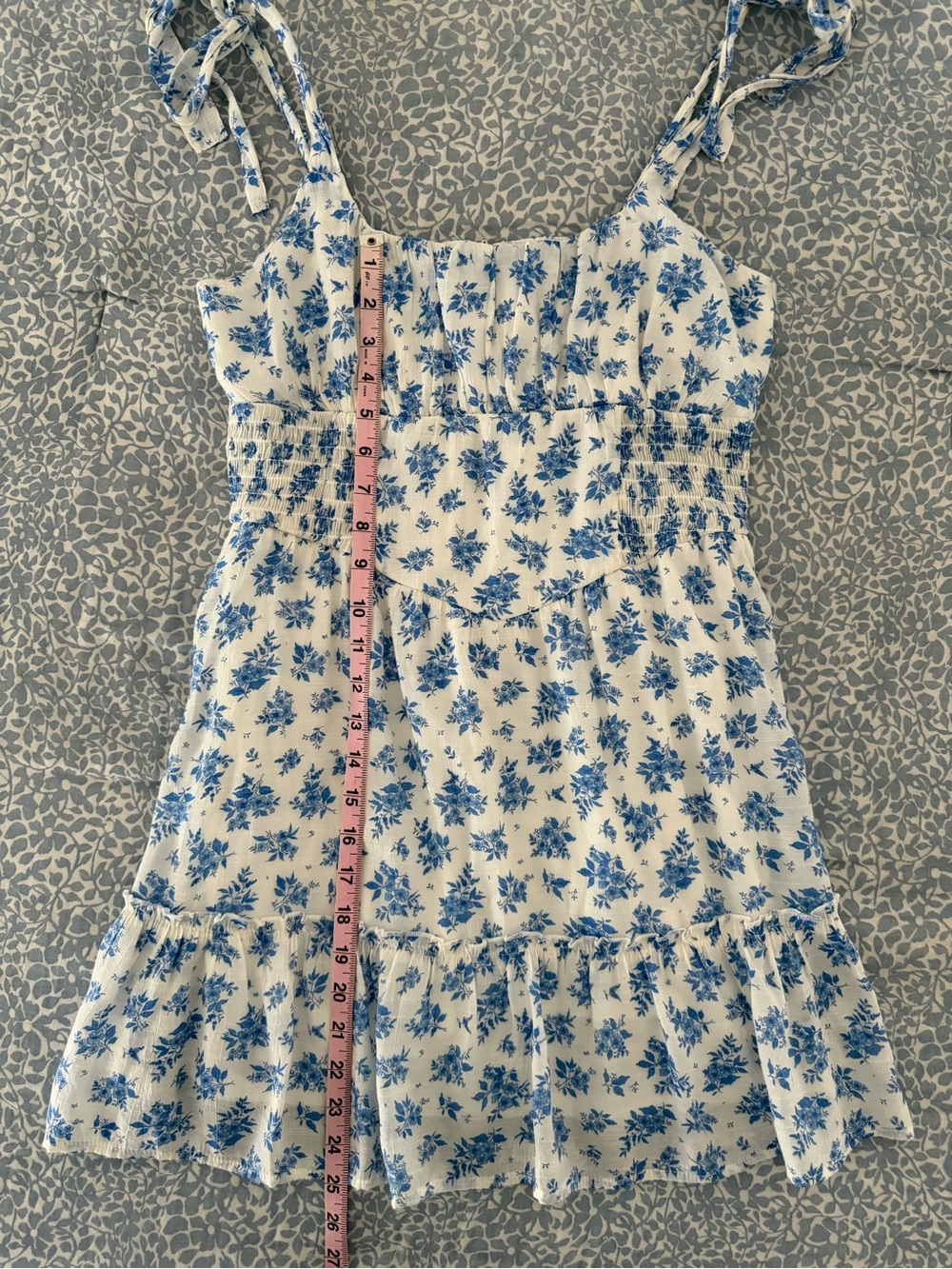 Trixxi White Mini Sundress with Blue Floral Print